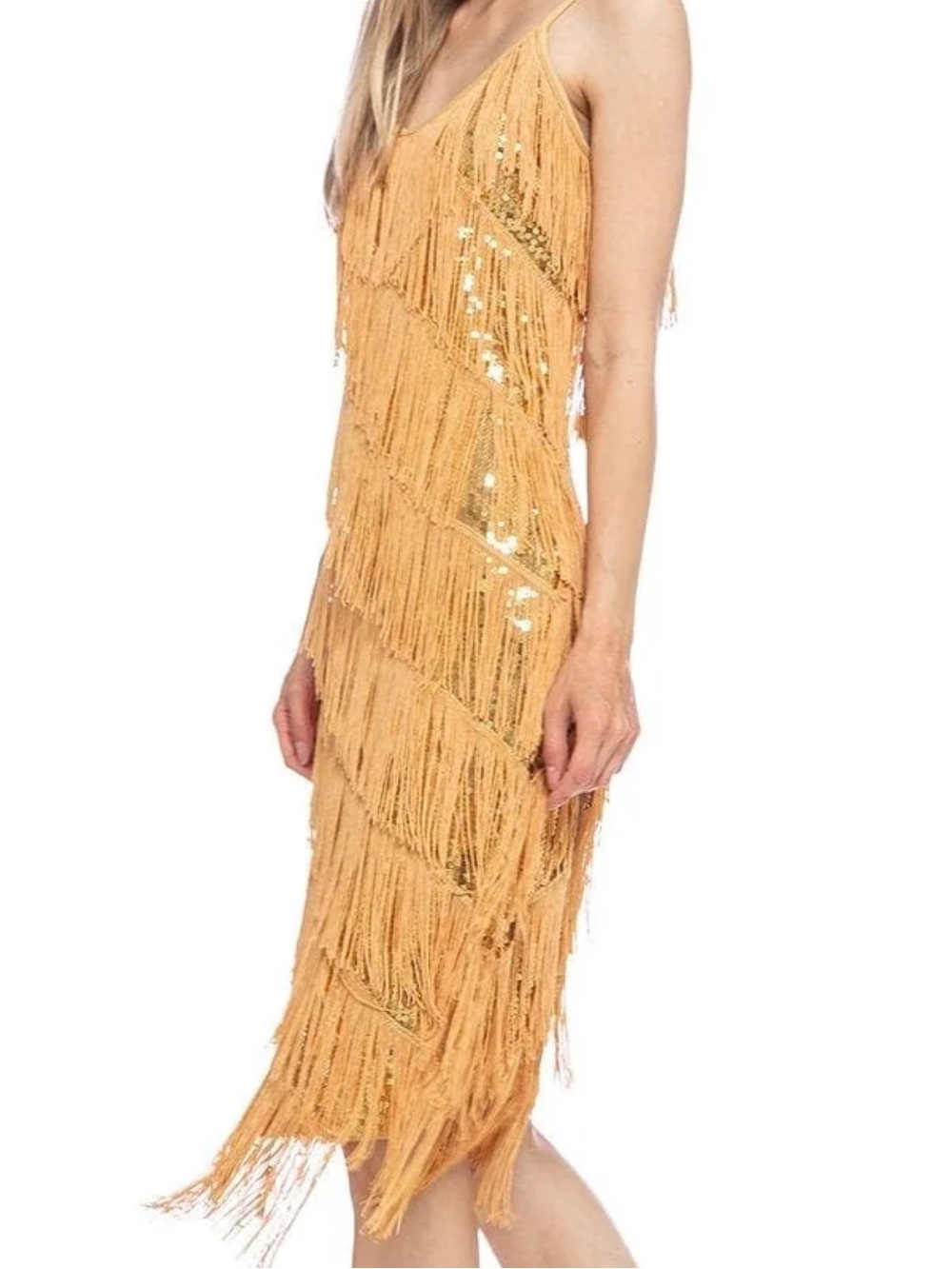 Anna Kaci Women’s NWT Sequin Fringe Flapper Midi Dress
